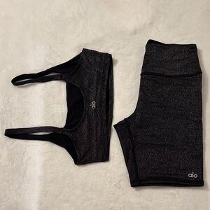 RARE ALO YOGA black glitter set size S